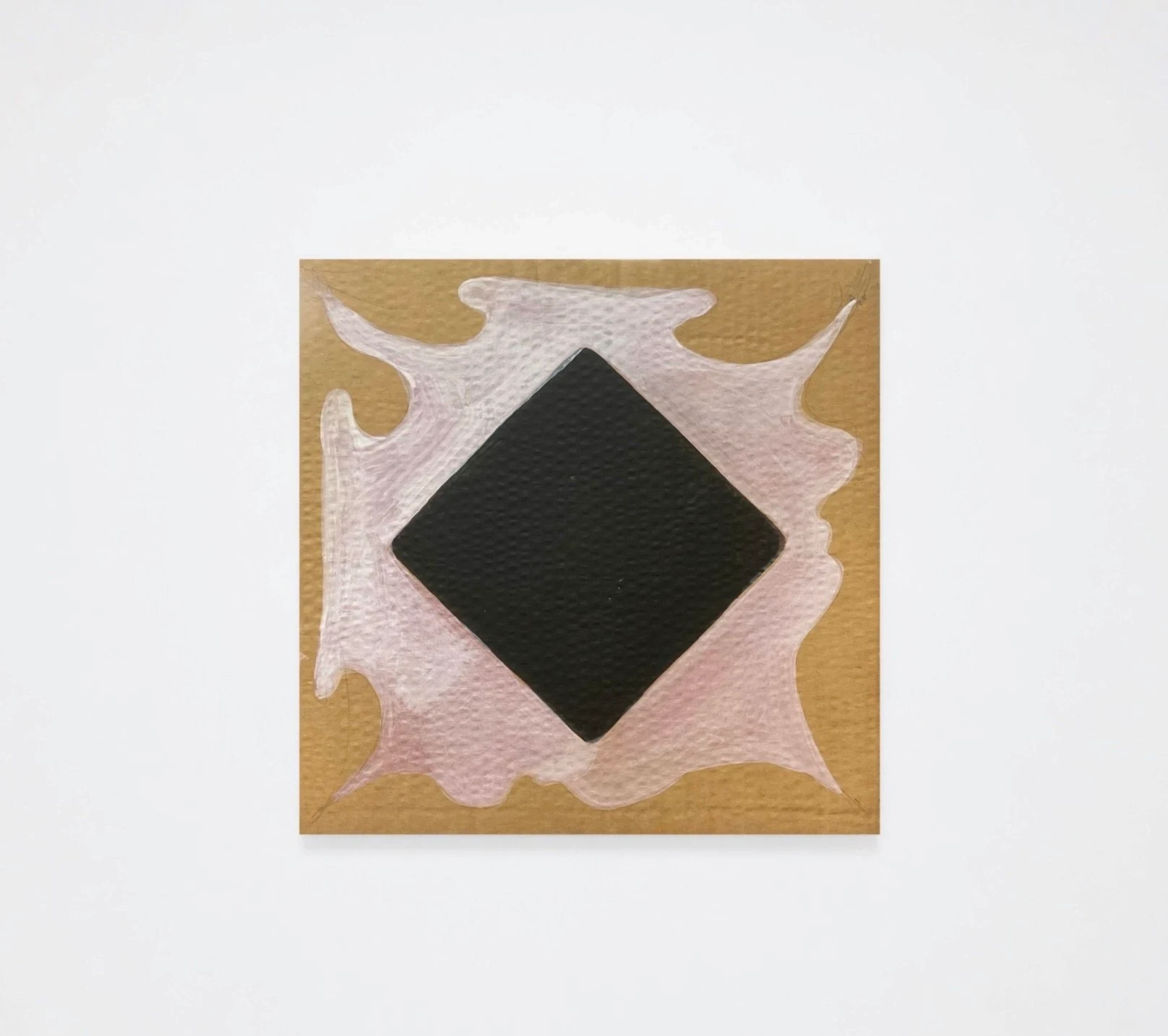 A gold and pale pink square with a dark central diamond.